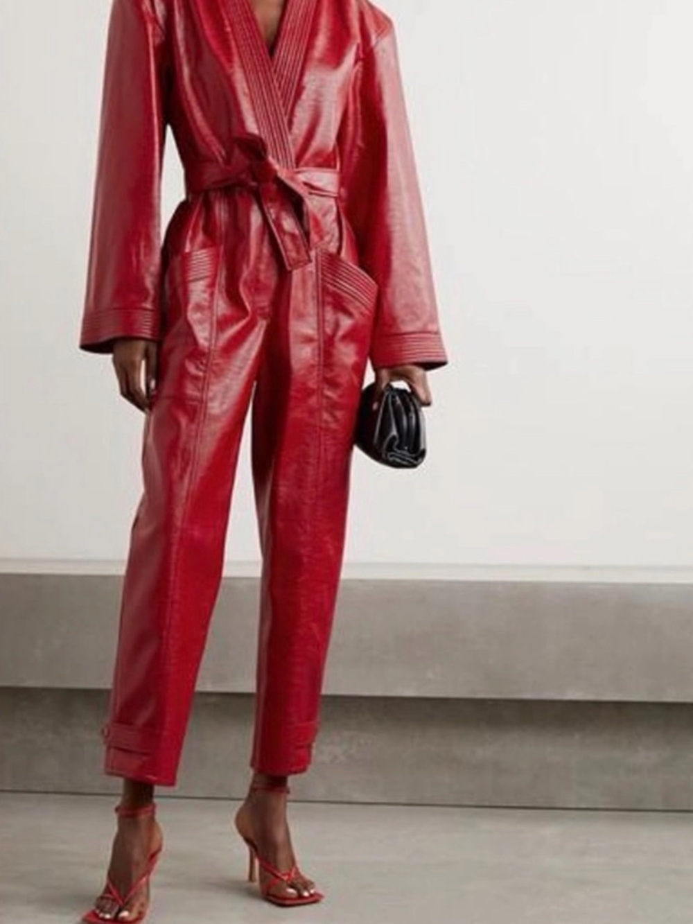 Philosophy di Lorenzo Serafini Red Faux-Leather Jumpsuit